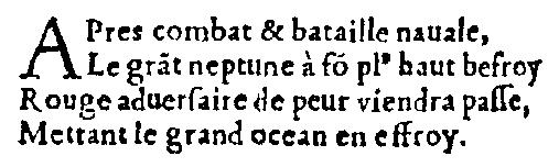 Quatrain (III,1) de l'édition conservée à Budapest (1557)