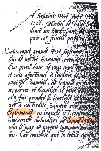 Epître à Pie IV