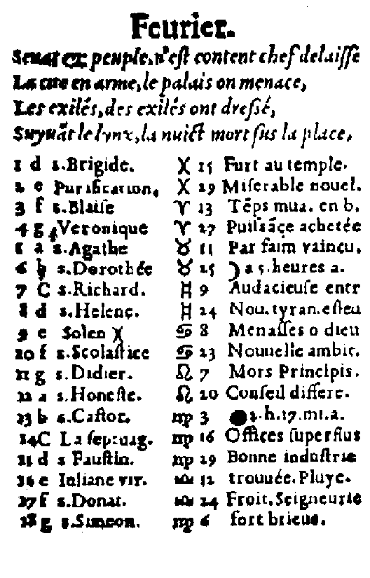 Almanach pour 1557 (fvrier)
